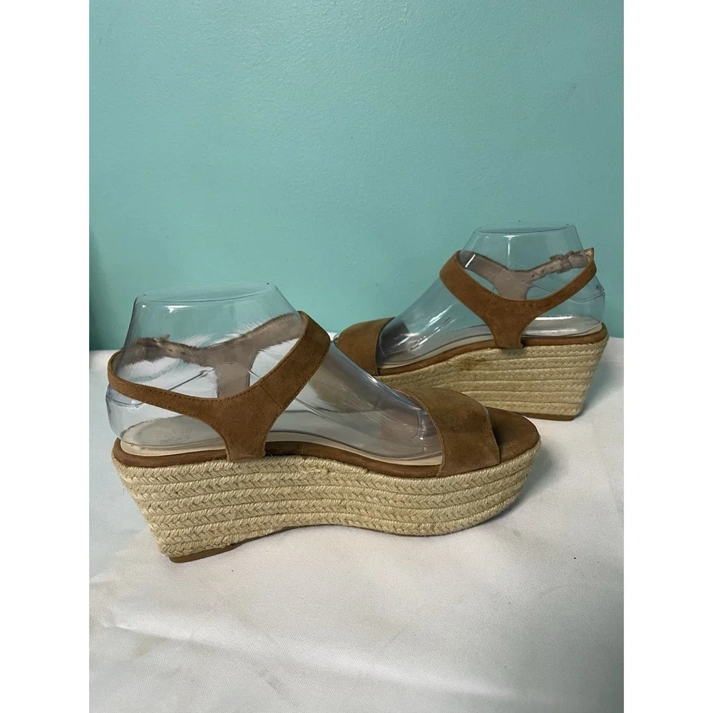 Nine West‎ Women's Espadrille Wedge Dress Sandals Brown Size:7.5 S-684
